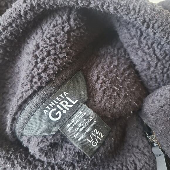 Athleta Girl Black Sherpa Jacket Little Girl Size L 12 - Picture 5 of 8